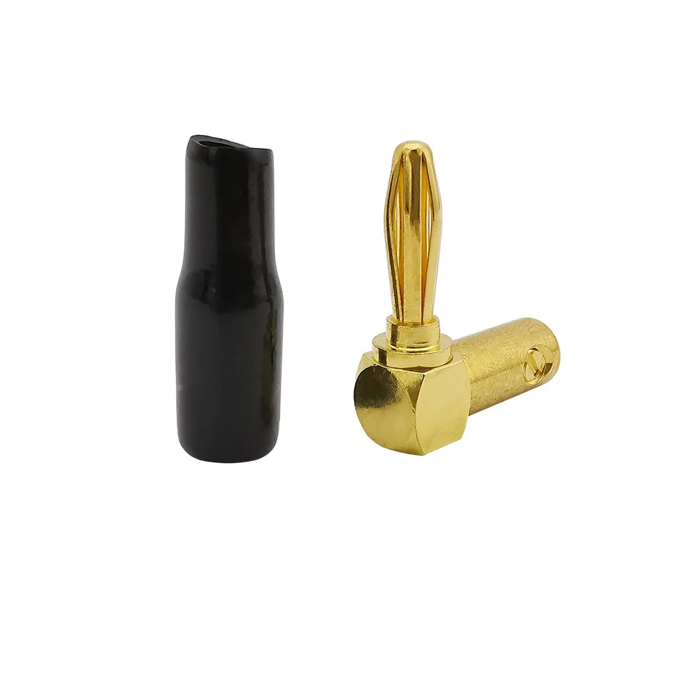 Позолоченный L Форма типа банан 4 мм мужской разъем провод (под углом 90 градусов)