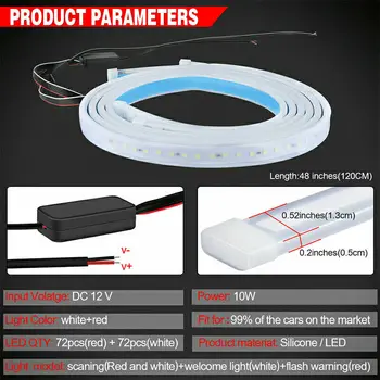 

Red+White Anti-collision LED Light Strip PVC Accessoires Parts Universal