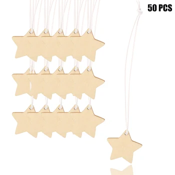 

50pcs Home Decor Winebottle Labels Crafts Reusable DIY Handmade Solid Eco Friendly Hang Tags Packaging Sign Round Pentagram Wood