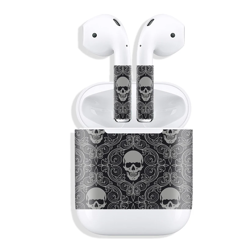 Мультяшная наклейка для Apple Airpods 2 1 air pods airpod Кожа Наклейка s камуфляж череп цветок лиса клубника - Цвет: Skull