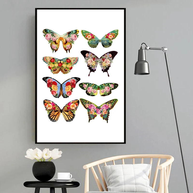 Butterfly Roses Poster Home Wall Decor