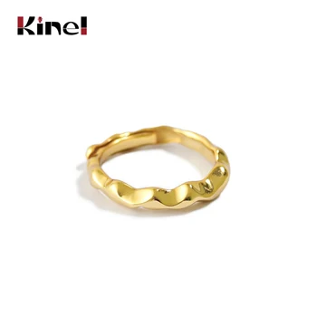 

Kinel 2020 New 100% Sterling Silver 925 Plating 18K Real Gold Rings for Women Fine Jewelry Stackable Silver Ring Free Delivery