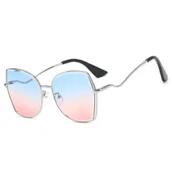 Женские солнцезащитные очки брендовый дизайн, квадратные металлические очки аксессуары градиентные цвета линзы очки для вождения UV400