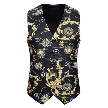 

Mens Sleeveless Suit Vest New Casual Fashion Men's 3D Large Pattern Printing Single Breasted Vest