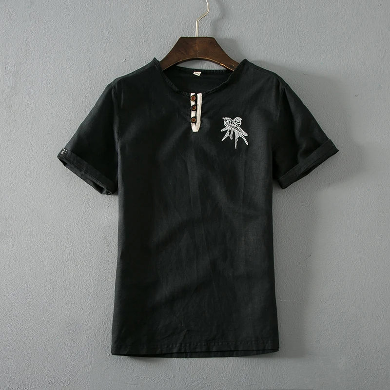 

Brand Clothes 2020 New Summer Men's Casual Linen T-Shirt Fashion Printing Flax Short Sleeve T-shirt Male