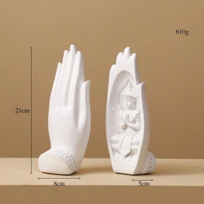 white 2 шт./компл. статуя Будды из смолы фигурка монаха татхагата Индии Йога Мандала руки скульптуры аксессуары для украшения дома украшения - Цвет: white