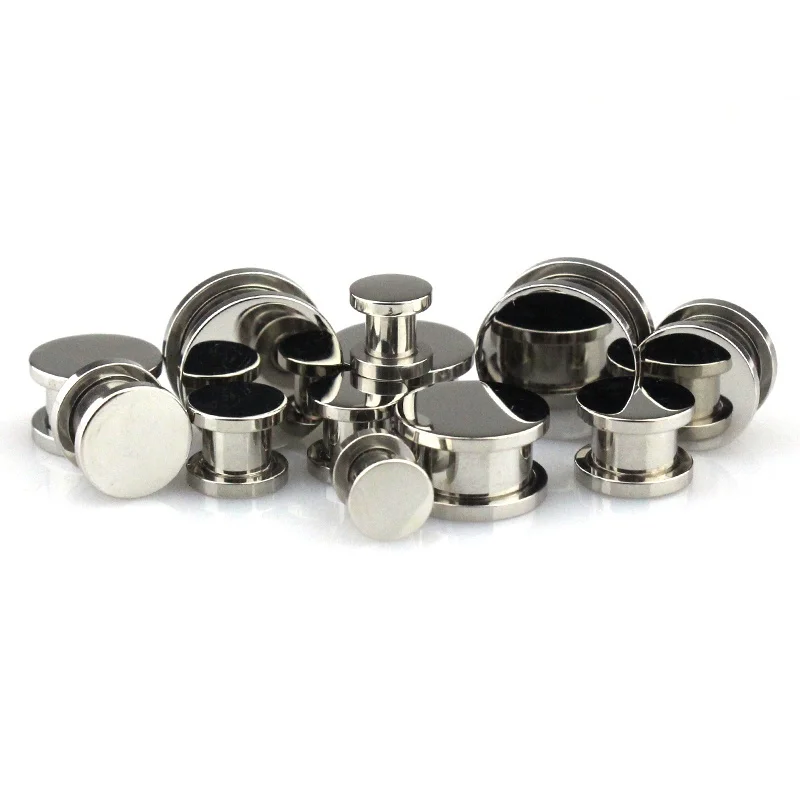 

1Pair Ear Tunnels Plugs Stainless Steel Mirror Surface Round Shaped Ear Expander Plugs Ear Piercing Ear Stretcher