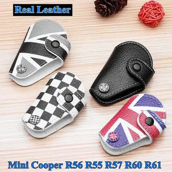 

for Mini Cooper R56 R55 R57 R60 R61 1 Pcs 4 Colors Leather Union Jack Fob Car Key Case Bag Cover Holder Car Styling Accessories
