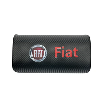 

1pcs car carbon fiber logo headrest PU leather car neck pillow for fiats punto abarth 500 stilo ducato palio bravo doblo