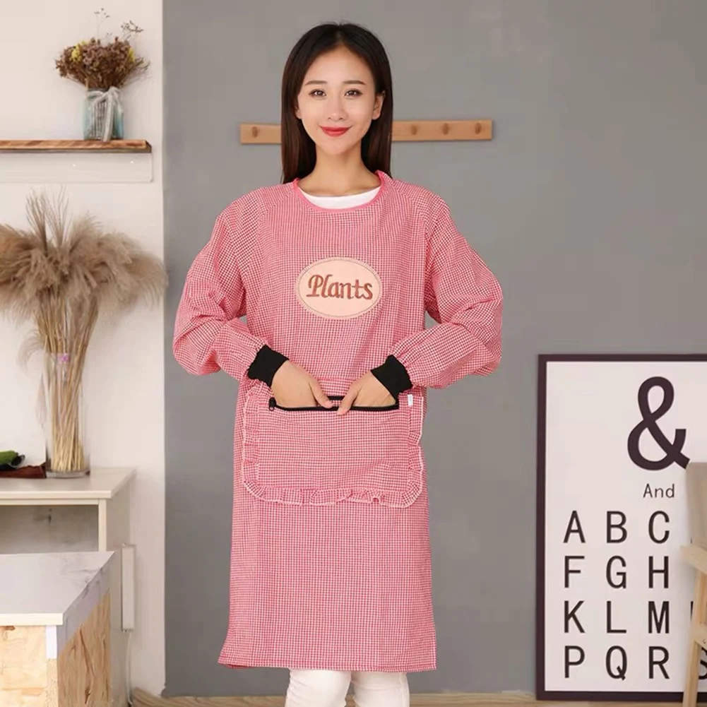 Apron Sleeve Women Cooking Waterproof Oil-Thin Breathable Household Kitchen Cooking Long Sleeve aprons for woman