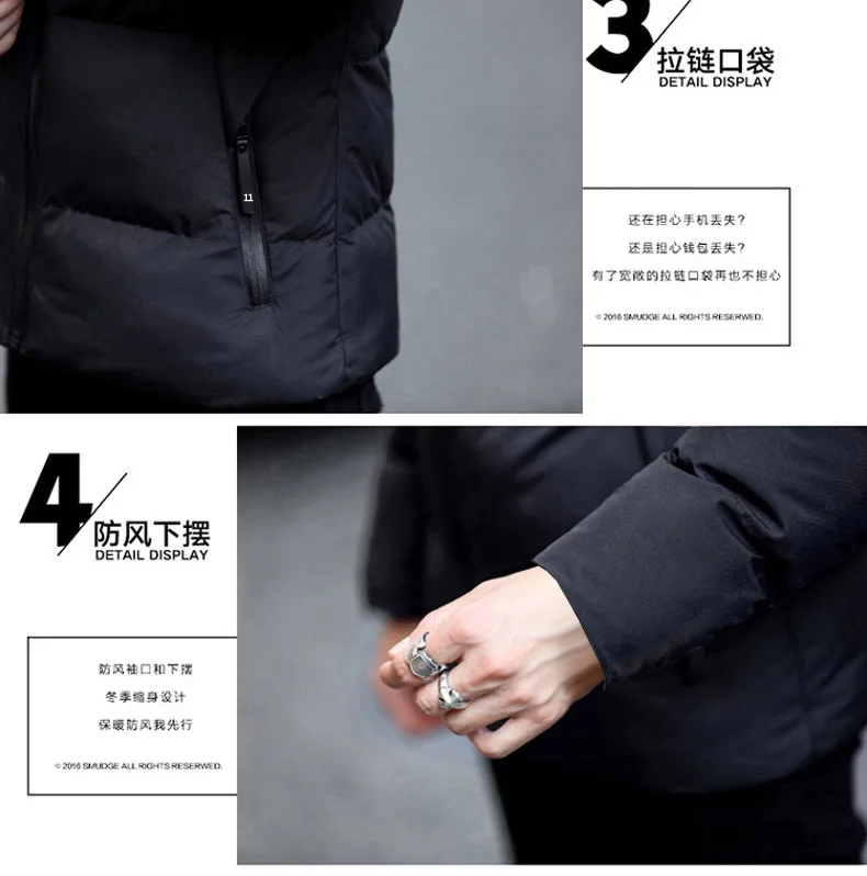 Winter New Style Thick Cotton Coat Youth Fashion Warm Coat Men Hooded Slim Fit Cotton-padded Clothes