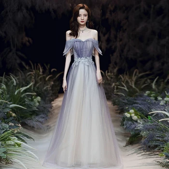 

One shoulder party evening dress for women 2020 new temperament long celebrity Xianqi dress sexy high end atmosphere