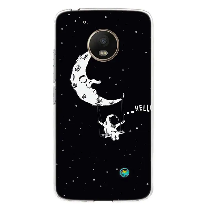Space Moon Astronaut Cover Phone Case For Motorola Moto G7 G6 G5S G5 E4 Plus G4 E5 Play Power EU Gift Fit Patterned Coque