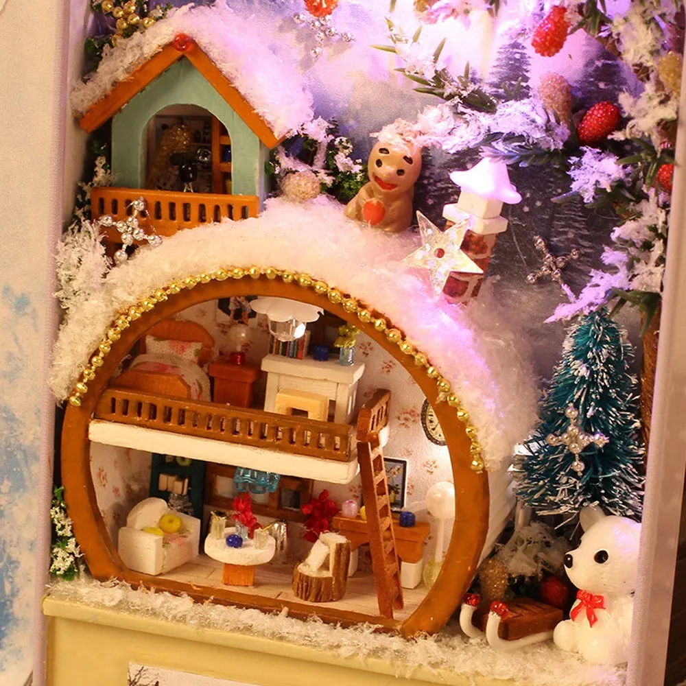 Коробка секретная снег праздник деревянные DIY ручной работы миниатюрные куклы