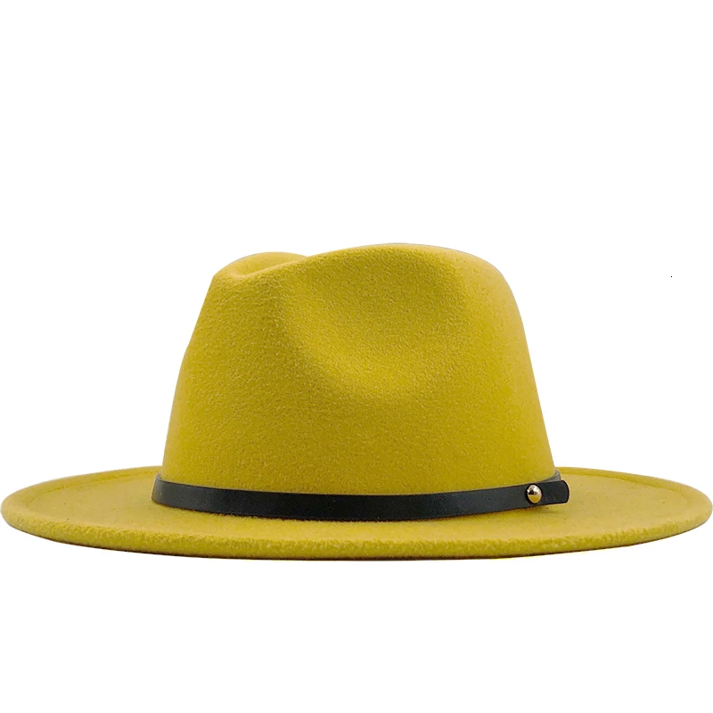 Новая женская и Мужская Зимняя шерстяная шляпа Fedora с кожаной лентой элегантная