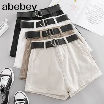 

New Summer Autumn Casual Sashes Denim Shorts Women Wide High Waist Loose Leg Shorts Slim All-Match Sporting Shorts Female Mw432