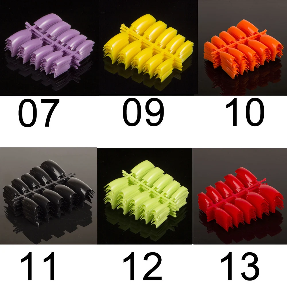 100pc / много акриловые французский ложные советы ногтей цветные подсказки ногтя