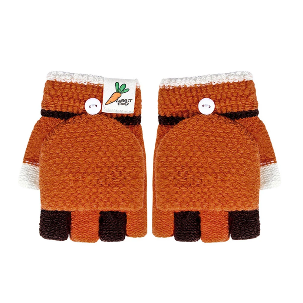 Зимние детские вязаные перчатки унисекс на пуговицах, мягкие теплые варежки, теплые ветрозащитные аксессуары для одежды