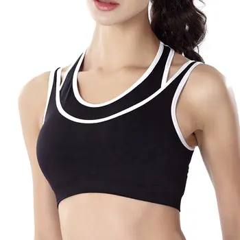 

2019 Women Shockproof Fake Two-piece Sports Bra No Steel Ring Breathable Quick-drying Run Fitness Beauty Vest-type Bra #15