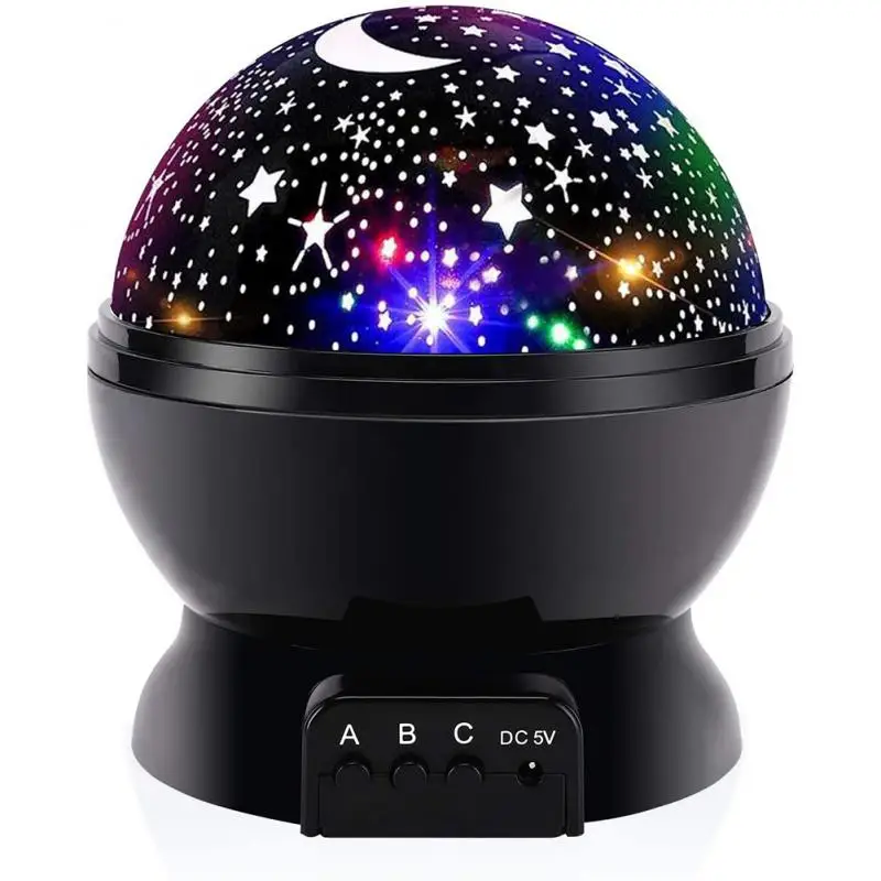 6 Colors Star Projector Lamp Romantic Moon Stars Colorful Night Light Baby Decor Rotating Starry Kids Bedroom | Освещение