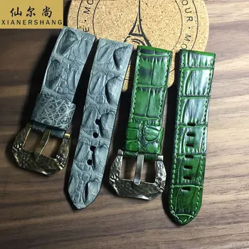 

Crocodile Back Bone Skin Strap Art Pin Buckle Custom Alligator Watchbands Handmade Watch Band 20MM 22MM Genuine Leather Belt 24