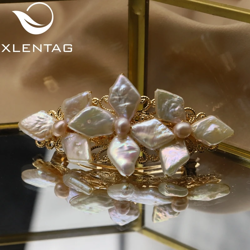 Xlentag Natural Freshwater Pearl Diamond Flower Hairpin Brass 18k Gold  Plated Woman Fashion Exquisite Jewelry GH0062|Hair Jewelry,Brooches \u0026 Body  Jewelry| - AliExpress