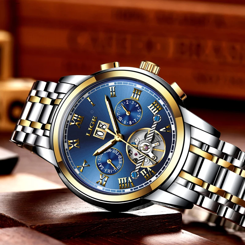 LIGE Mens Watches Top Brand Luxury Business Schoolboy Automatic Mechanical Watch Sports Waterproof Men Watch Military Male Clock LIGE Mens Watches Top Brand Luxury Business Schoolboy Automatic Mechanical Watch Sports Waterproof Men Watch Military Male Clock