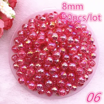 

New 50 Pcs/lot 8mm Transparent Broken Flower AB Color Round Beads Loose Spacer Beads for Jewelry Making DIY Bracelet #06