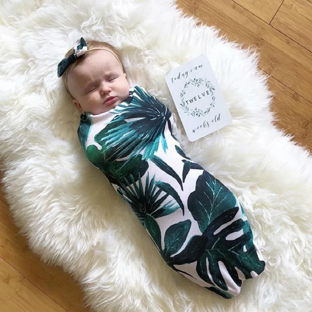 

Baby Blanket Set Newborn Baby Towel Swaddle Blanket Sleeping Swaddle Muslin Wrap Headband Set Drop Shipping