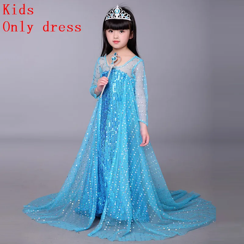 Kids dress 1 Платье принцессы Эльзы для маленьких девочек; Одежда для девочек; маскарадный костюм Эльзы; аксессуары для хеллоуина и рождественской вечеринки - Цвет: Kids dress 1