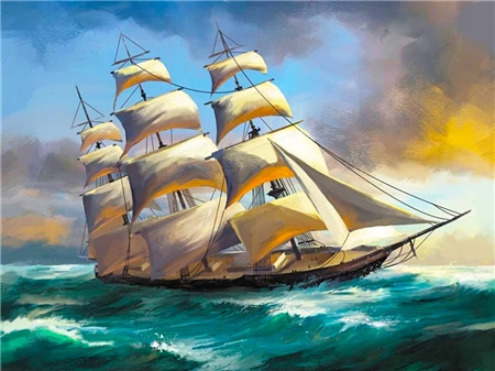 DIY Diamond Painting New Arrival Sailboat Home Decor Full Square round Mosaic Ship Embroidery Sunset Sea 8
