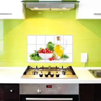 PVC Kitchen wall sticker Waterproof oil pollution prevention High temperature resistant Anti Lecythus Decoration Sticker 7545cm