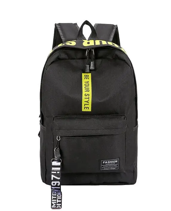 

2019 spring new women's bag hit the ribbon shoulders high school students large capacity canvas leisure travel bag