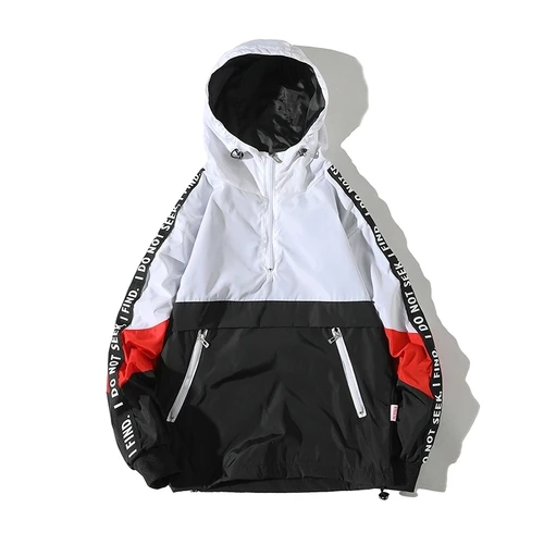 Мужская куртка с капюшоном в стиле пэчворк свободная Мужская одежда ветрозащитные мужские куртки и пальто повседневное пальто хип хоп Уличная 2083 - Цвет: Белый