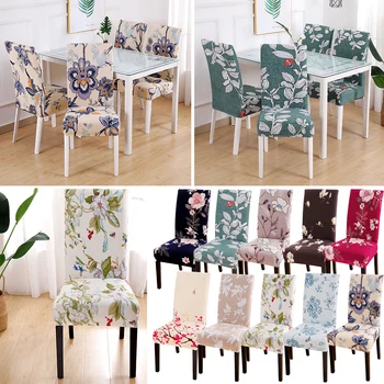 

1/2/4/6pcs Printing Style Dining Room Chair Cover Washable Elastic Sretch Furniture Seat Slipcovers For Wedding Party