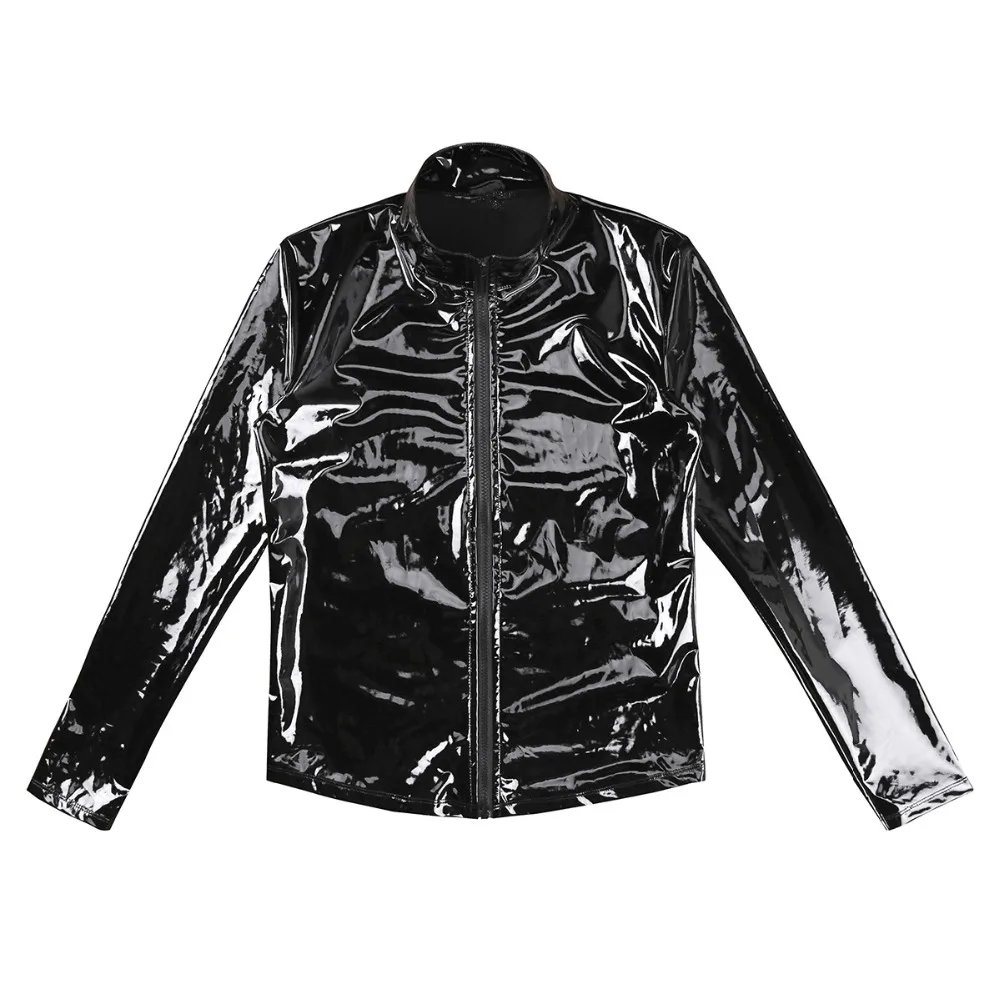 Sexy Patent Leather Jacket Shiny Men's Jacket and Coats Black Stage Costume Nightclub Singer Club Party Jacket Men Clothing men's genuine leather coats & jackets with hood