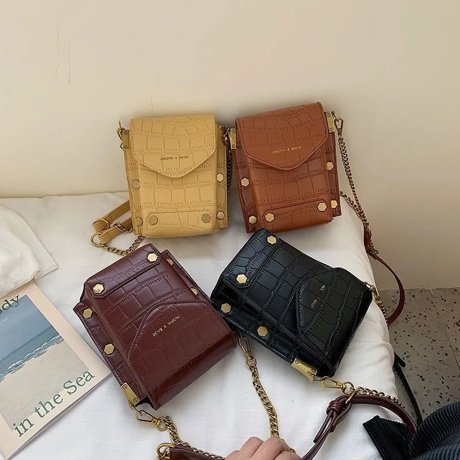 

Fashion Revit Women Shoulder Bags Designer Chain Female Crossbody Bag Luxury Crocodile Pu Leather Messenger Bag Small Flap Purse