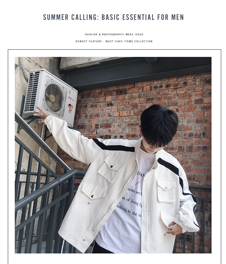 Autumn New Tooling Denim Jacket Men Fashion Collision Color Multi-pocket Denim Jacket Man Streetwear Hip-hop Loose Bomber Jacket