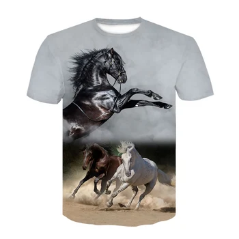 Summer New O-Neck Wearing A Flower Headband Horse T-Shirt 3D Fashion T Shirt Animal Clothes Men Women Large Size Tshirt Dropship 1