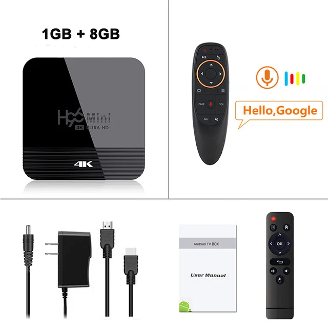 H96 мини H8 Android 9,0 ТВ приставка 4K Смарт ТВ приставка H.265 2,4G 5G Wifi Google плеер четырехъядерный медиаплеер Netflix Bluetooth 4,0 - Цвет: 1G 8G Voice Remote