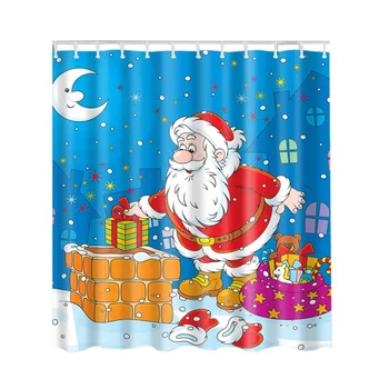 

Charming Inches Winter Holiday Merry Christmas Snowman Waterproof Polyester Fabric Bath Shower Curtain( Shower Rings Included )