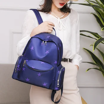

Fashion lady school latest women star leisure travel casual bag multifunction oxford backpack waterproof backpack for women