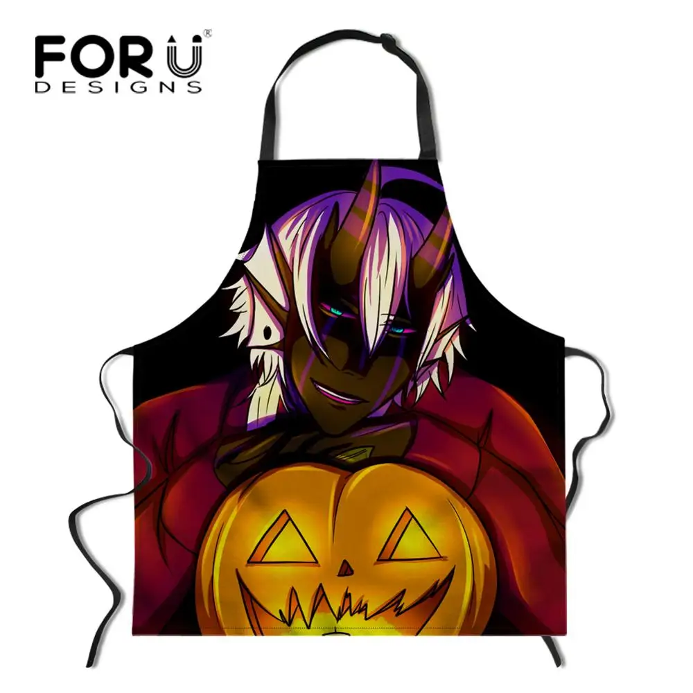 YY1543R FORUDESIGNS Happy Halloween Apron for Women Man Adjustable Strap Chef Apron Funny BBQ Cooking Painfore Baking Cleaning Tools - Цвет: YY1543R