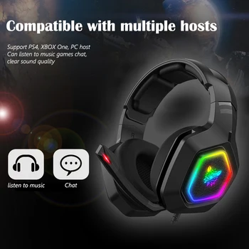 

RGB Lighting Audio Music Gaming Headset with Microphone Wired Earphone HiFi Headphones K10 3.5mm Wired Headphone
