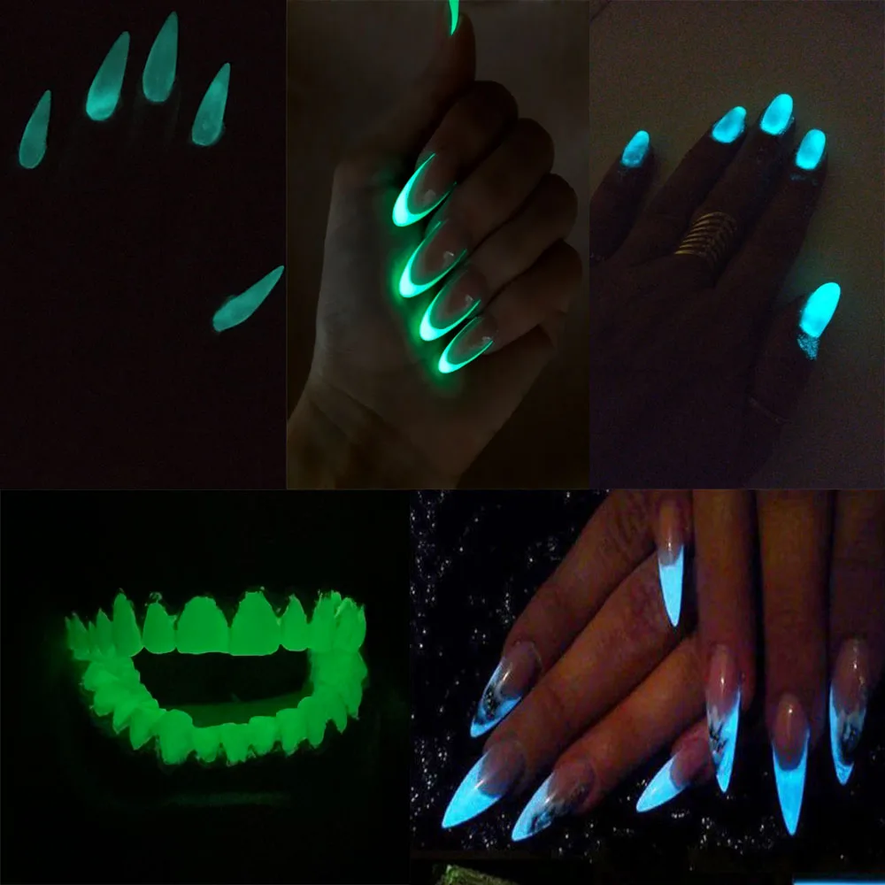 10g Neon Phosphor Luminous Powder 12 Colors Longest Lasting Glow In Dark Nail Dust Fluorescent Effect Powder For Nails G104(1) nail powder nail pigment fluorescent pigment luminous pigment