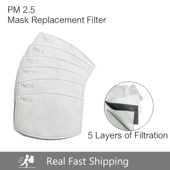 

10/20/50/100PCS 5 Layers PM2.5 Filter Paper Activated Carbon Adult Child Anti Haze Mouth Mask Anti Dust Air Face Mask Filter