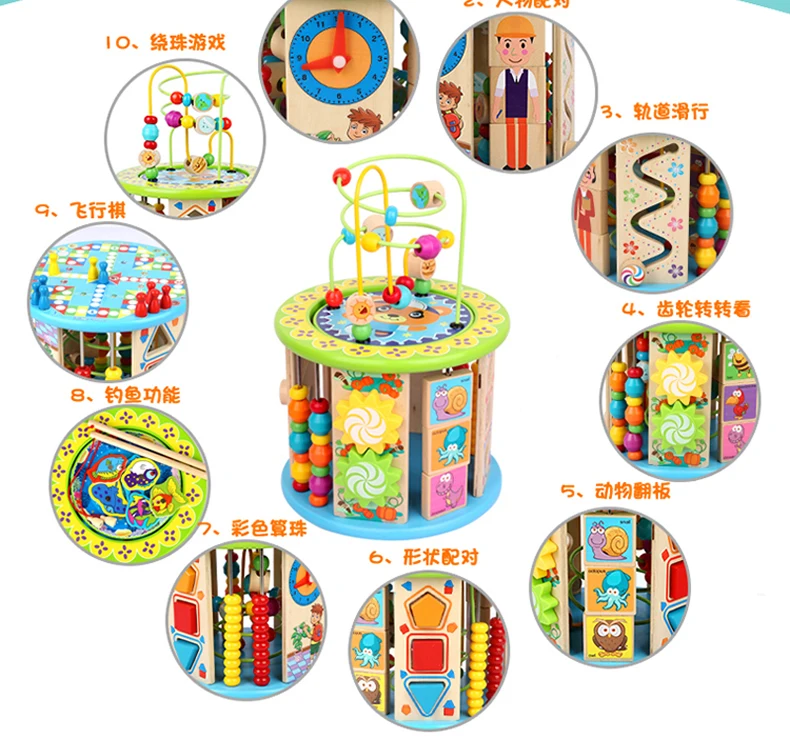 מונטסורי לגיל רך למידה Educationa צעצוע רב-פונקציה משושה גדול עגול חרוז אוצר תיבת פאזל חרוזים מתמטיקה צעצוע