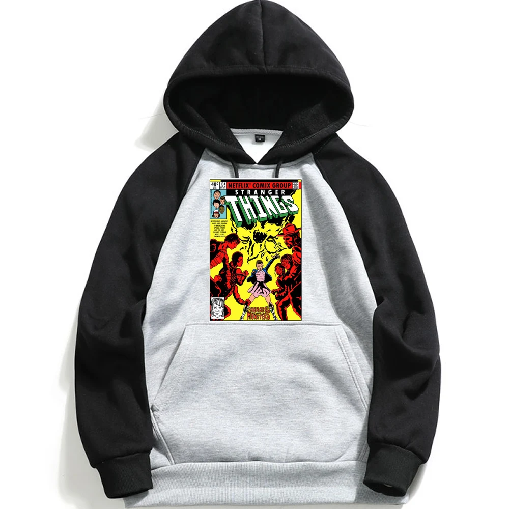 

Stranger Things Raglan Hoodie Tracksuit Boys Men's Hood Stranger Thing Movie Tv Show Hoodies Harajuku Streetwear Sweatshirts Man
