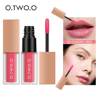 

O.TWO.O 2 In 1 Lip Gloss + Liquid Blusher Double Effect Long Lasting Waterproof 4 Colors Soft Silky Smooth Makeup