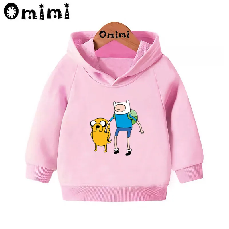 Adventure Time Finn& Jaker/забавные свитшоты; детские толстовки с капюшоном; крутой пуловер для малышей; топы для девочек и мальчиков; осенняя одежда; KMT5200 - Цвет: Pink-5200B